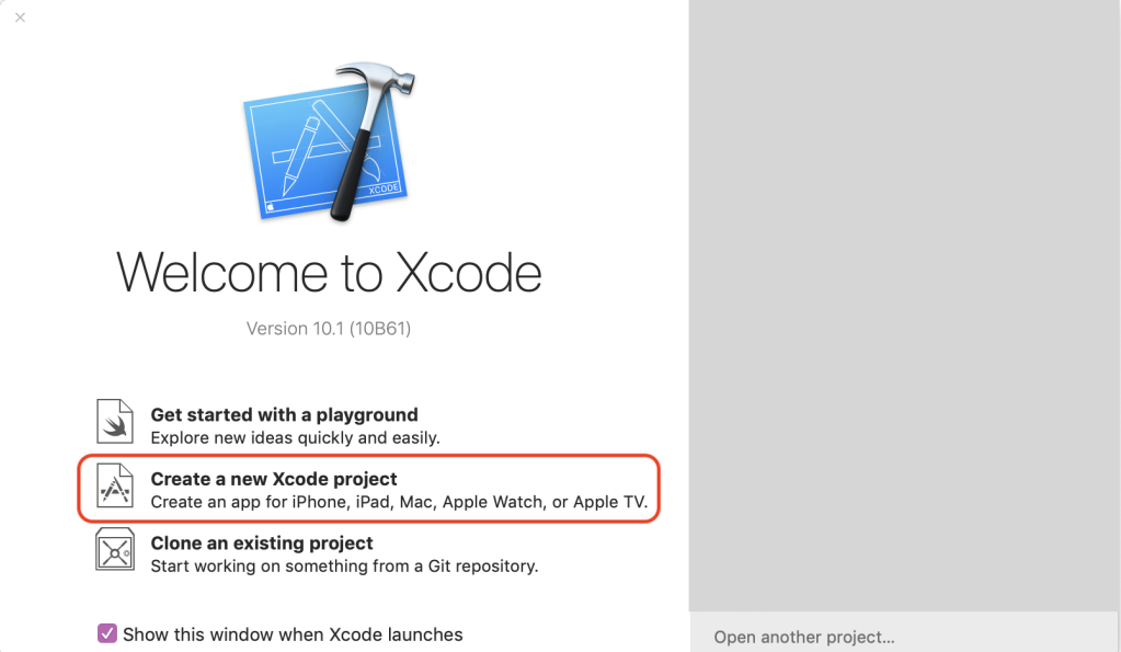 Creating a new Xcode project